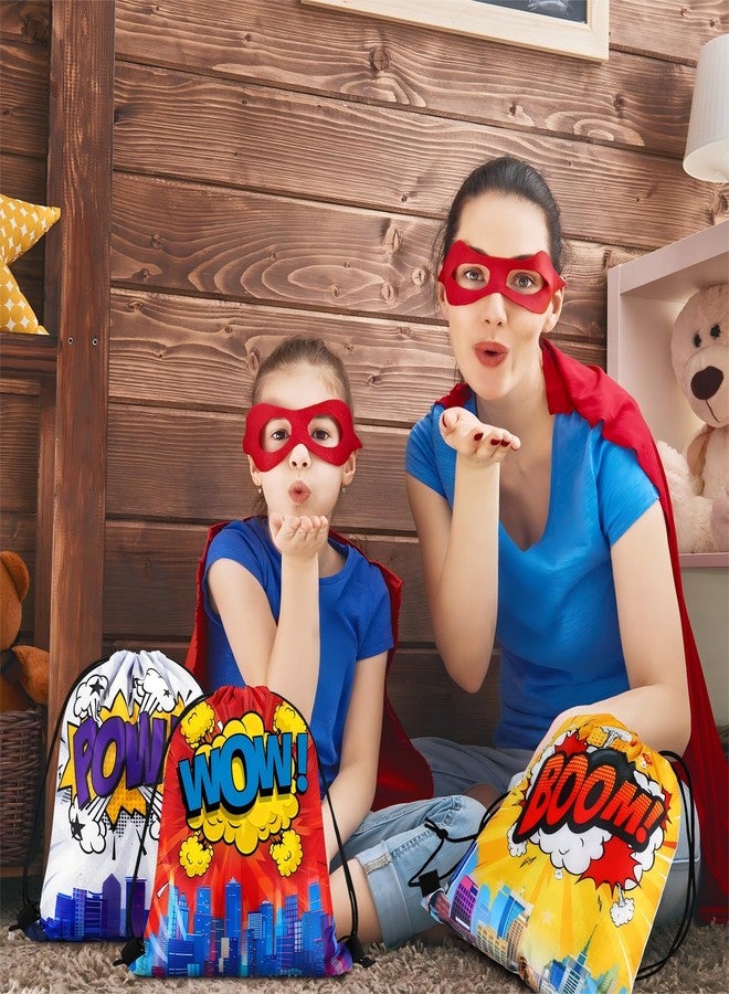 Kajaia Hero Party Favors Bags Comic Heroes Drawstring Backpacks Goodie Candy Gift Bags for Christmas Birthday Party Supplies(60 Pcs) - Image 2